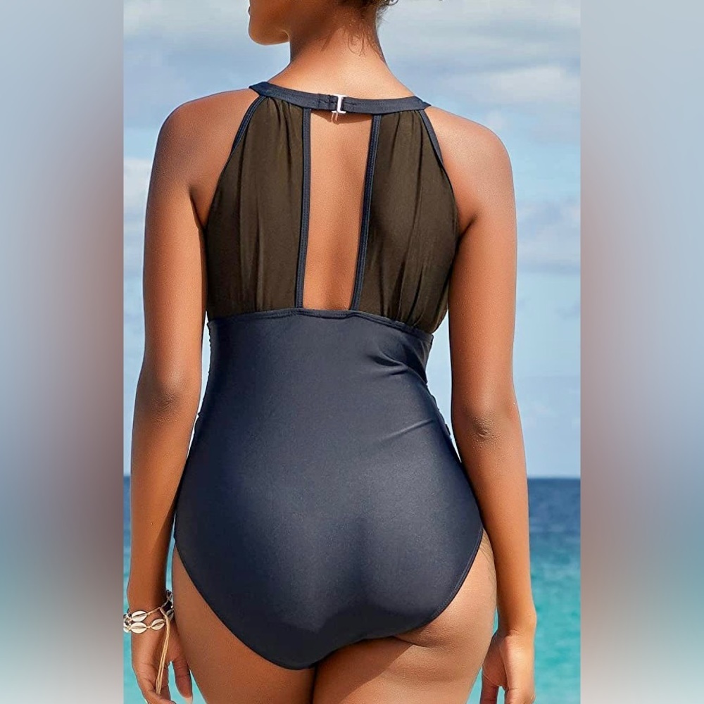 🏖️I2CRAZY One Piece Mesh V Neck Monokini Swimsuit 🏖️  NWOT